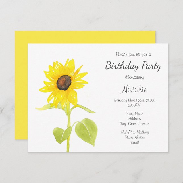 Dancing Sunflower Invitation (Front/Back)