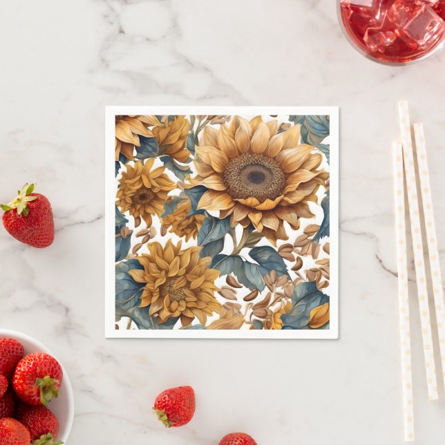 Dancing Sunflowers Pattern Design Napkins (Insitu)