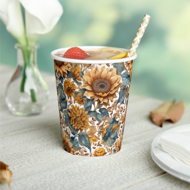 Dancing Sunflowers Pattern Design Paper Cups (Insitu)
