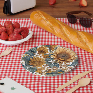 Dancing Sunflowers Pattern Design Paper Plates