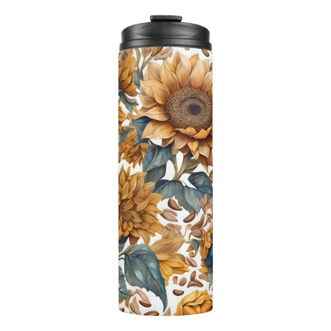 Dancing Sunflowers Pattern Design Thermal Tumbler (Front)