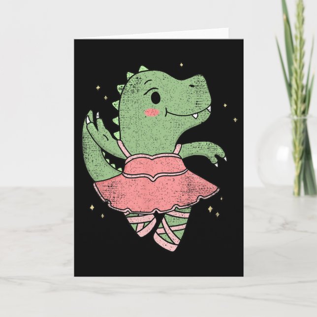 Dancing T-rex Dinosaur Llerina For Llet Dancer Vin Card (Front)