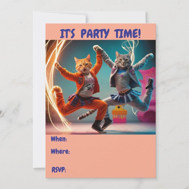 Dancing Tabbies  Invitation (Front)