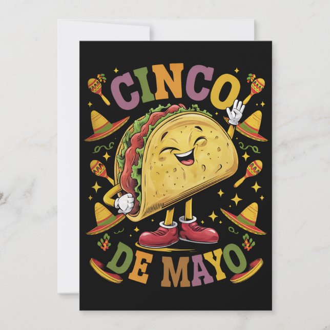 Dancing Taco Funny Cinco De Mayo Fiesta Party Invitation (Front)