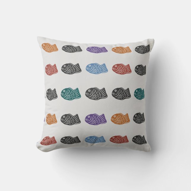 Dancing Taiyaki Throw Pillow (Front)
