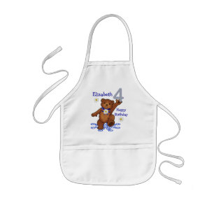Dancing Teddy Bear 4th Birthday for Girl Kids' Apron