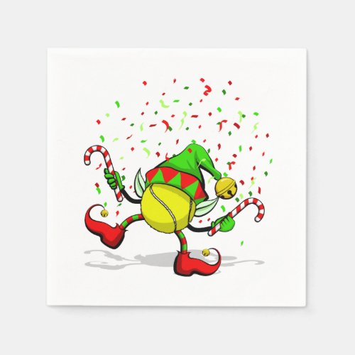 Dancing Tennis Christmas Elf Paper Napkins