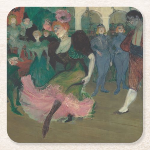 Dancing the Bolero _ Toulouse_Lautrec Painting Square Paper Coaster