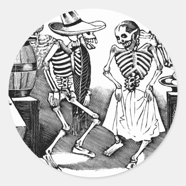 "Dancing the Jarabe in the Other World" Classic Round Sticker (Front)