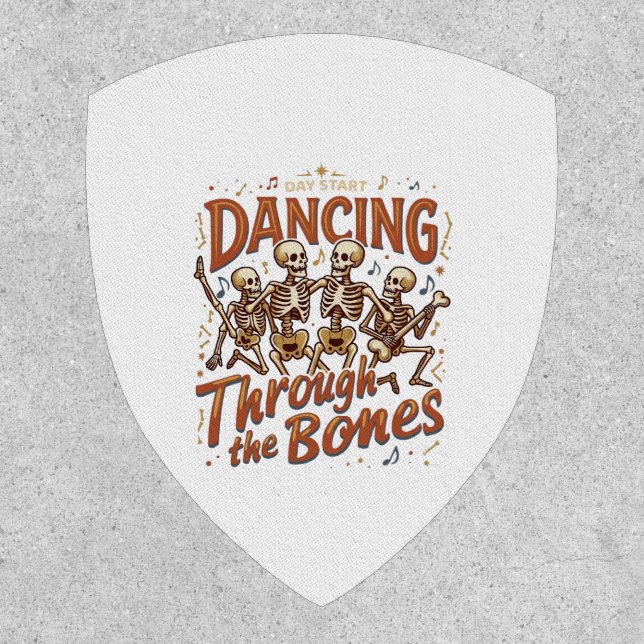 Dancing Through Bones Halloween Skeletons Music Ce Patch (Front)