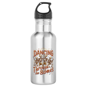 Dancing Through Bones Halloween Skeletons Music Ce Stainless Steel Water Bottle