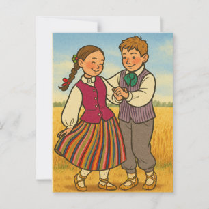 Dancing Through Latvian Traditions Postcard