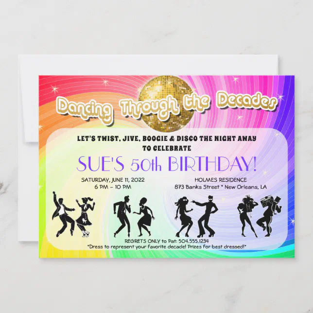 Dancing Through the Decades Invitations, Decades Invitation | Zazzle