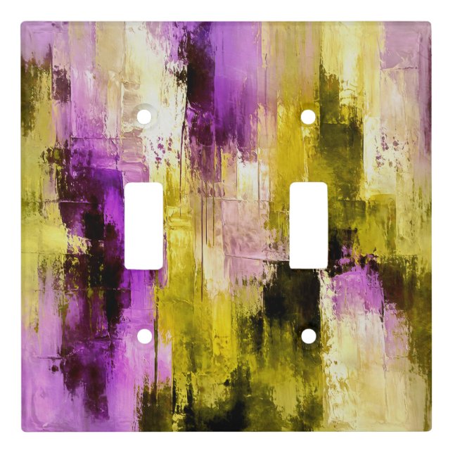 Dancing Through Violet Expressive Modern Abstract Light Switch Cover (Front)
