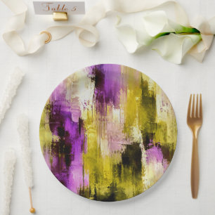 Dancing Through Violet Expressive Modern Abstract Paper Plates