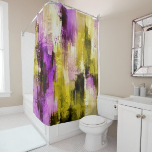 Dancing Through Violet Expressive Modern Abstract Shower Curtain