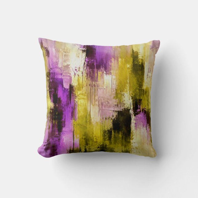 Dancing Through Violet Expressive Modern Abstract Throw Pillow (Front)