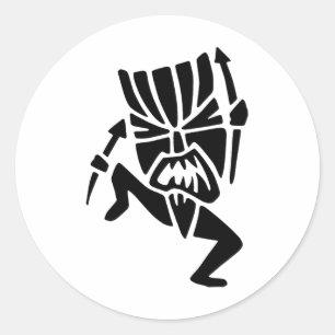 Dancing Tiki Man Classic Round Sticker