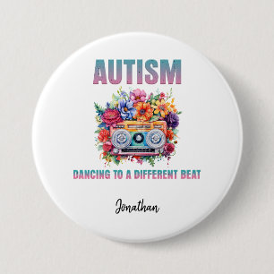 Dancing to a Different Beat.  Autism Awareness Button