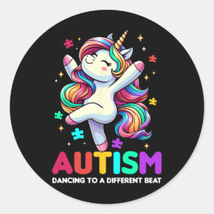 Dancing To A Different Beat Autism Awareness Unico Classic Round Sticker