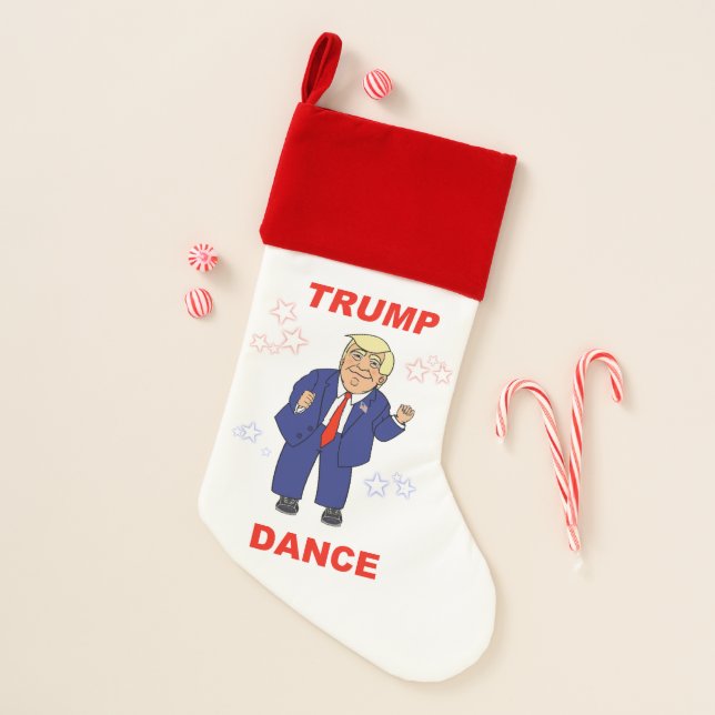 Dancing Trump Cartoon Christmas Stocking (Front)
