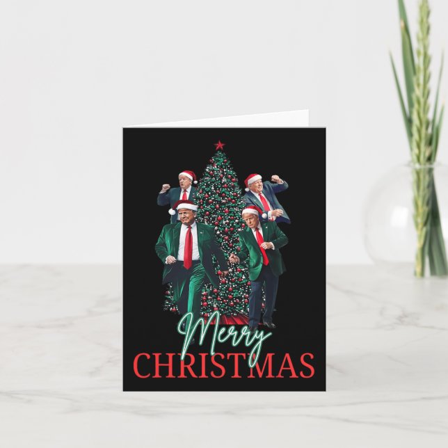 Dancing Trump Santa Merry Christmas Daddy's Home 4 Card (Front)