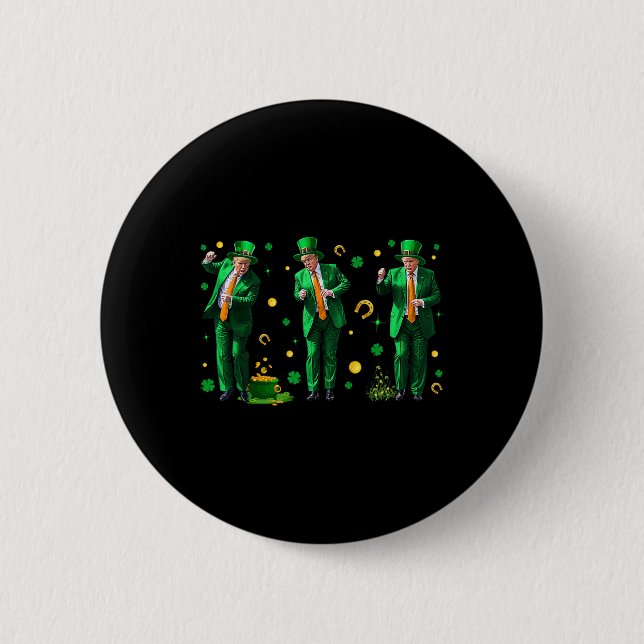 Dancing Trump St. Patrick's Day , Uni-adults, Blac Button (Front)