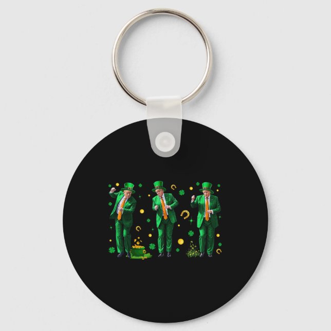 Dancing Trump St. Patrick's Day , Uni-adults, Blac Keychain (Front)