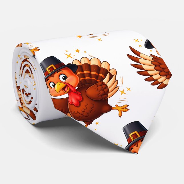 Dancing Turkey Neck Tie (Rolled)