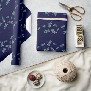 Dancing Turquoise Blue Dragonflies Wrapping Paper