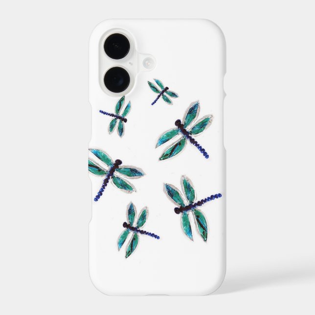 Dancing Turquoise Dragonfly Bugs Iphone Case (Back)