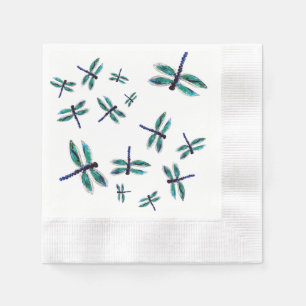 Dancing Turquoise Dragonfly Paper Napkins