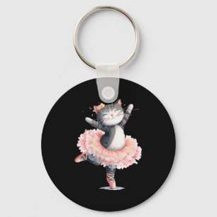 Dancing Tutu Cat Costume For Cats Lovers Keychain
