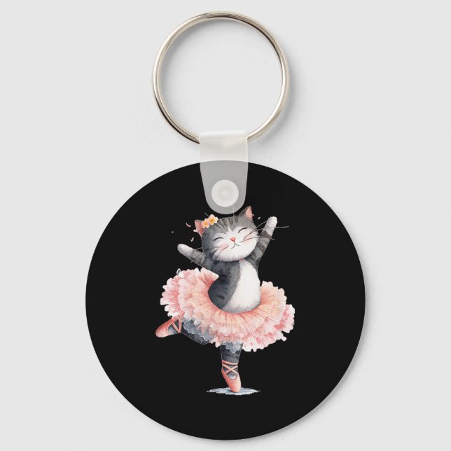 Dancing Tutu Cat Costume For Cats Lovers  Keychain (Front)