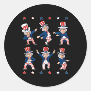 Dancing Uncle Sam 4th Of July Boys Kids Patriotic  Classic Round Sticker