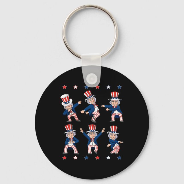Dancing Uncle Sam 4th Of July Boys Kids Patriotic  Keychain (Front)