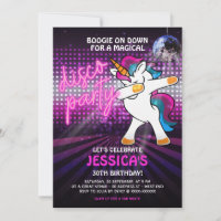 Dancing Unicorn Disco Party Invitation