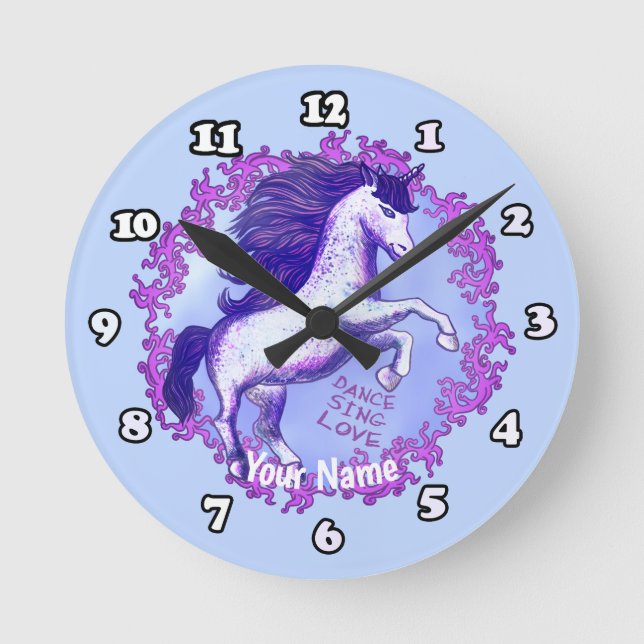 Dancing Unicorn   Round Clock (Front)