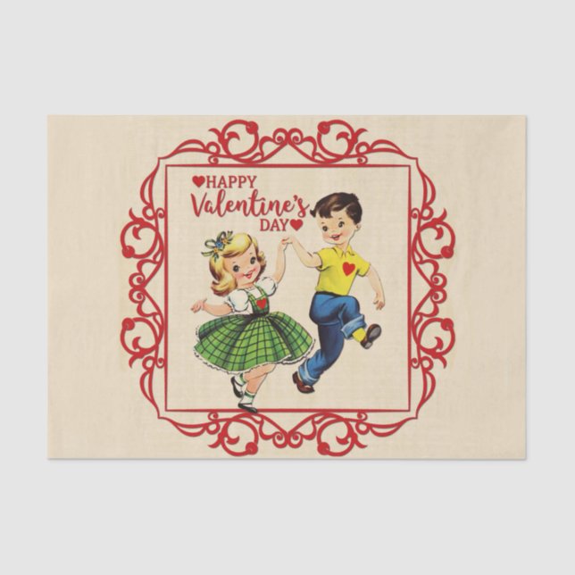 Dancing Valentine Sweethearts Tissue Paper (Front)
