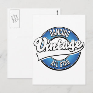 Dancing vintage all star logo postcard