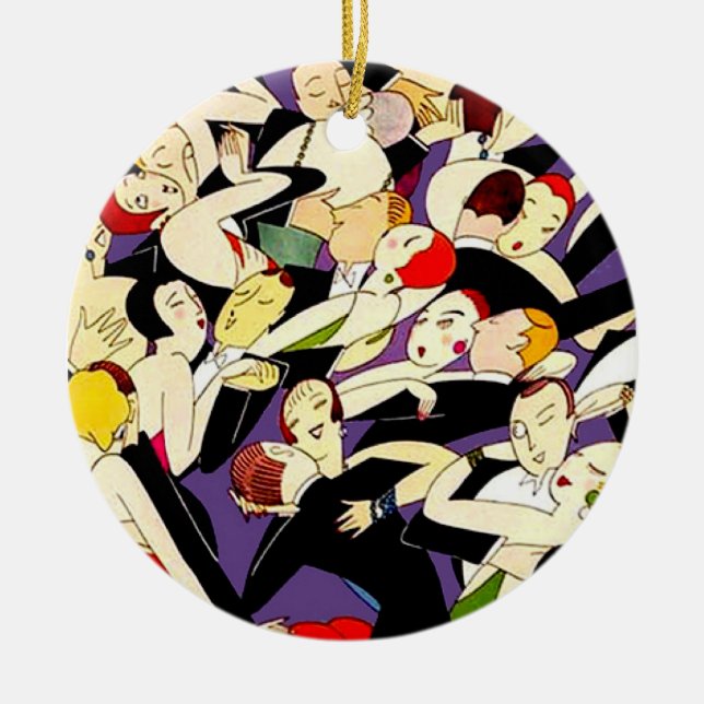 Dancing Vintage Couples Ceramic Ornament (Front)