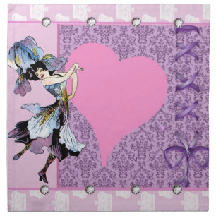 Dancing vintage flower fairy pink design by LeahG Napkin