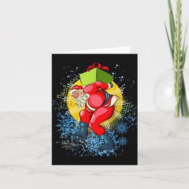 Dancing Vintage Santa Claus Christmas Graphic  Card (Front)