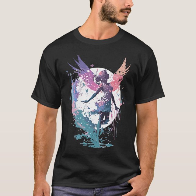Dancing Watercolor Fairy Girls Dancer Ballet Butte T-Shirt (Front)