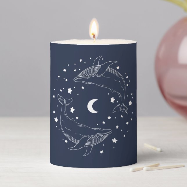 Dancing Whales Pillar Candle (In Situ)