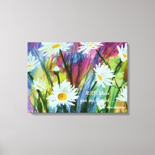 Dancing White Daisies in Watercolor Canvas Print