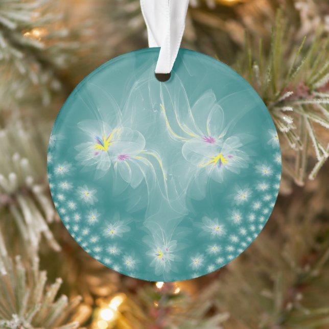 Dancing White-Gold Fractal Water Lilies Ornament (Tree)