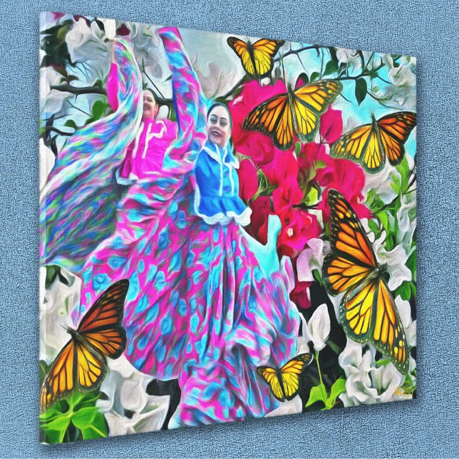Dancing with Flowers & Butterflies PV01 Art Canvas Print (Creator Uploaded)