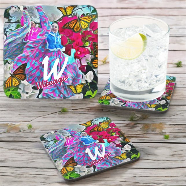 Dancing with Flowers & Butterflies PV01 Beverage Coaster (Creator Uploaded)