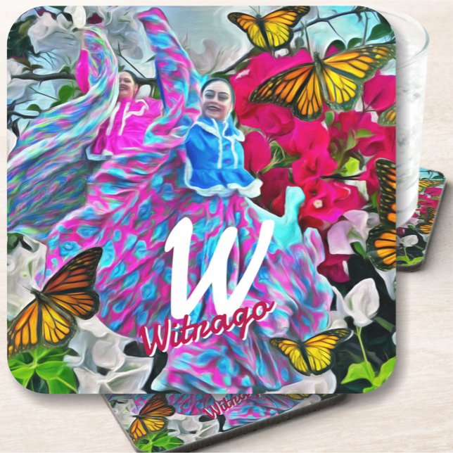 Dancing with Flowers & Butterflies PV01 Beverage Coaster (Creator Uploaded)
